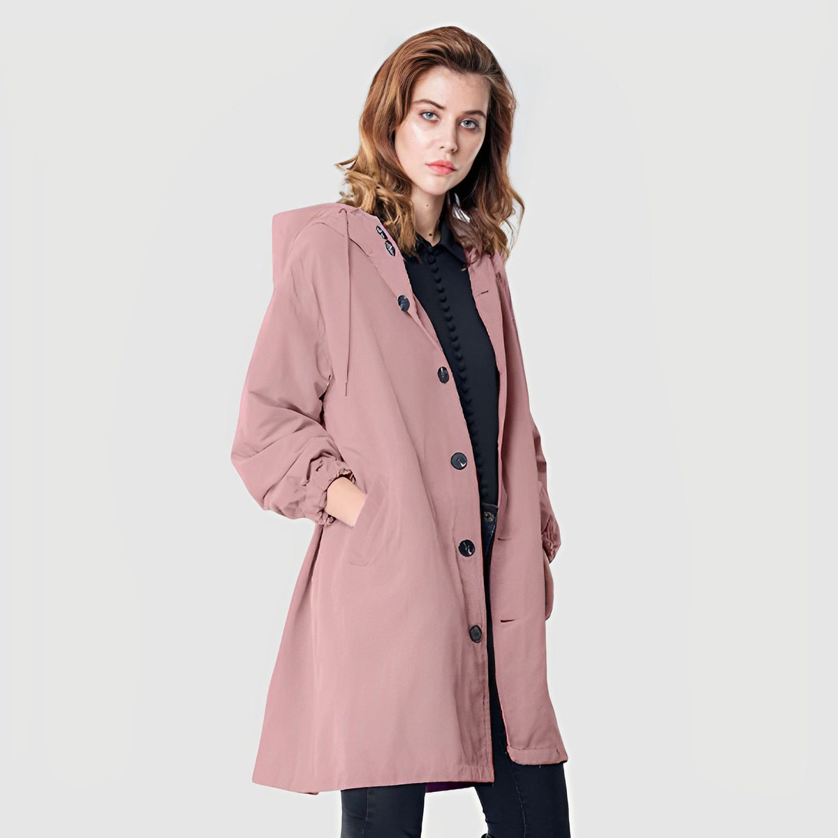 Hooded Rain Coat for Women - Pink