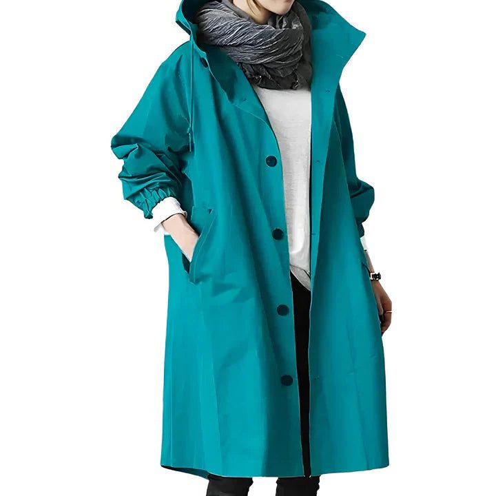 Hooded Rain Coat for Women - Dark Green