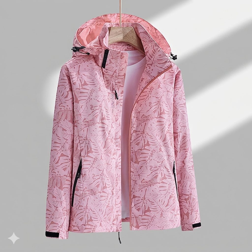 Hooded Raincoat Jacket for Women - Rosa