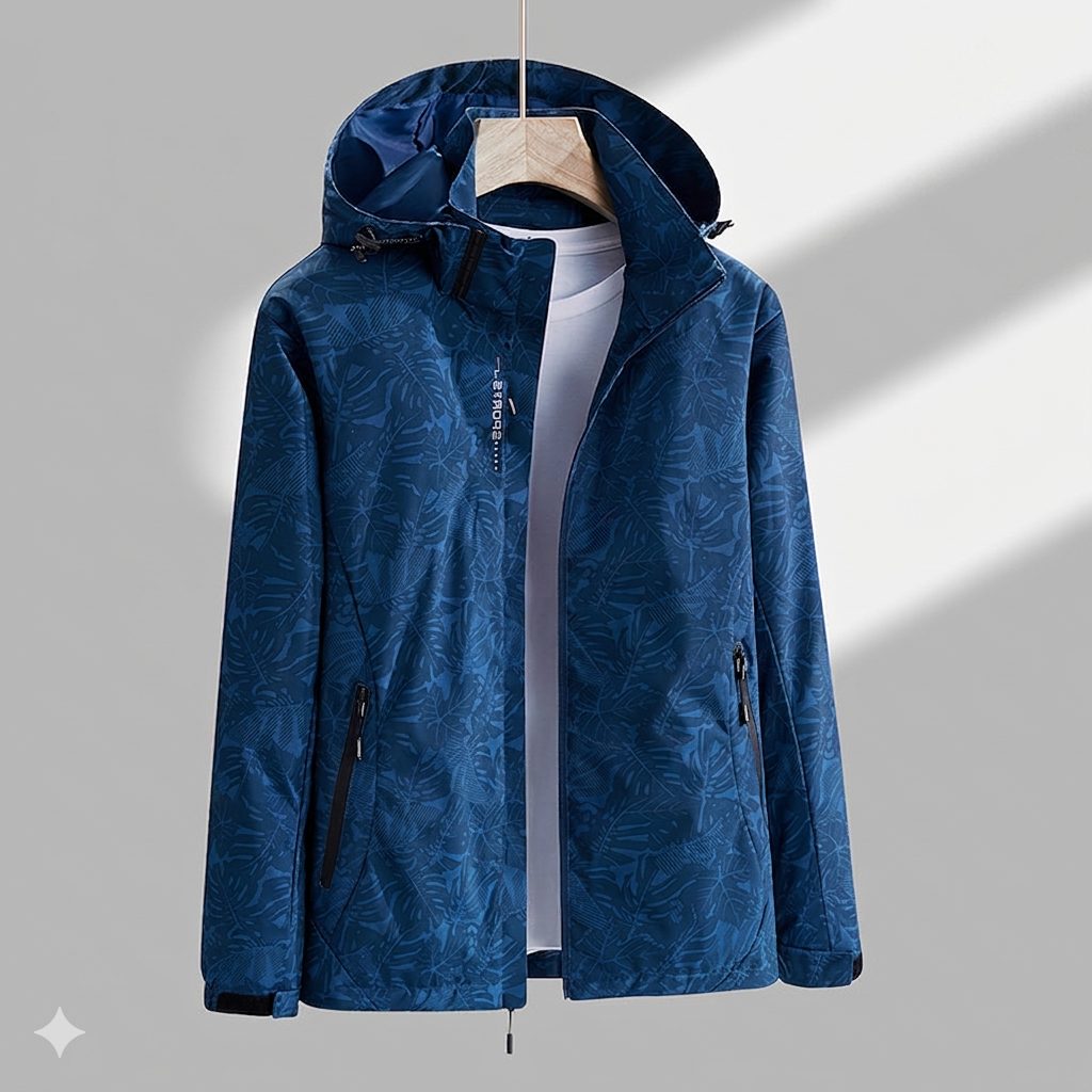 Hooded Raincoat Jacket for Women - Blau Stil1
