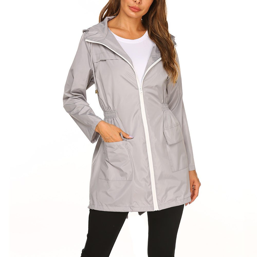 Hooded Raincoat with Adjustable Waist and Deep Pockets for Women - View 3