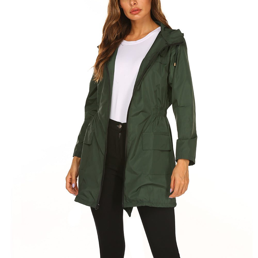 Hooded Raincoat with Adjustable Waist and Deep Pockets for Women - View 4