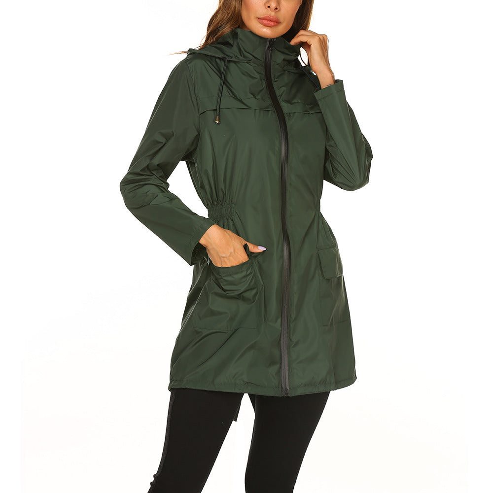 Hooded Raincoat with Adjustable Waist and Deep Pockets for Women - View 5