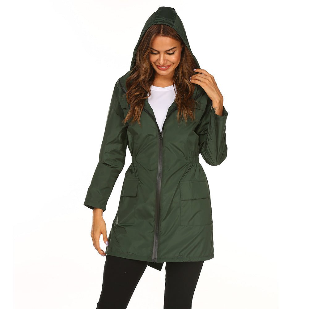 Hooded Raincoat with Adjustable Waist and Deep Pockets for Women - View 6