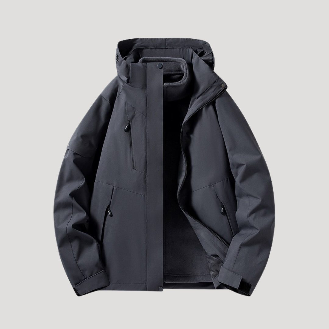Hooded Windbreaker Jacket with Zip Pockets for Women - Black