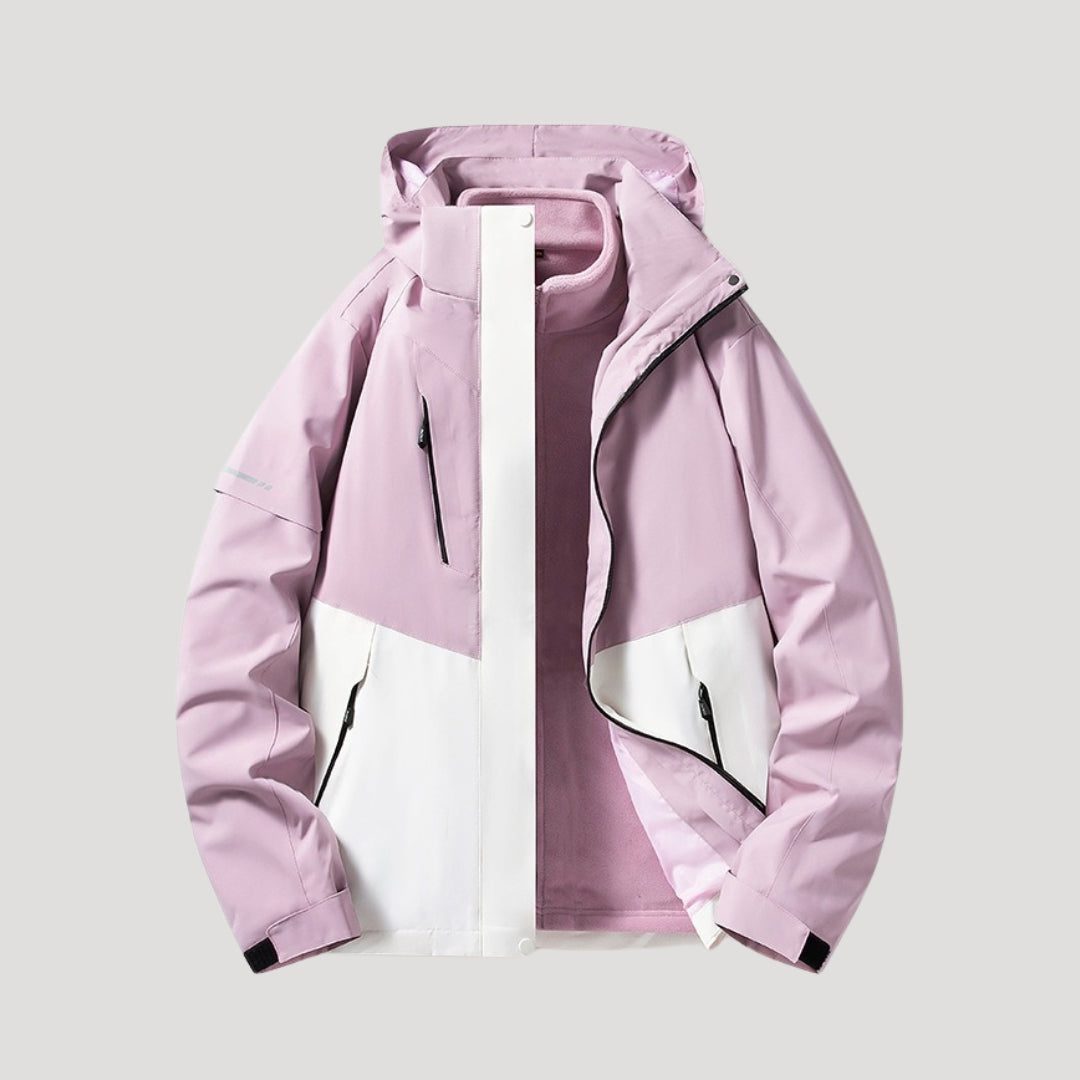 Hooded Windbreaker Jacket with Zip Pockets for Women