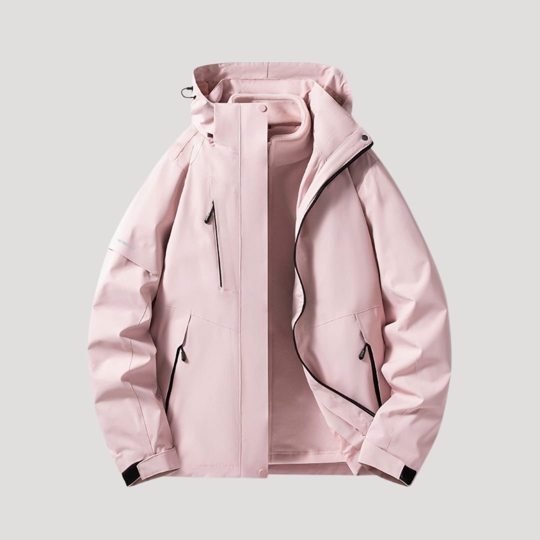 Hooded Windbreaker Jacket with Zip Pockets for Women