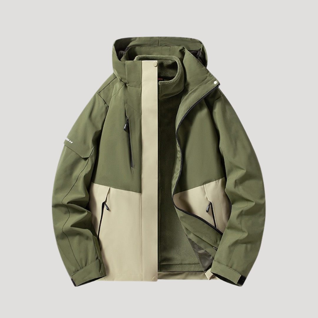 Hooded Windbreaker Jacket with Zip Pockets for Women - Forest Green