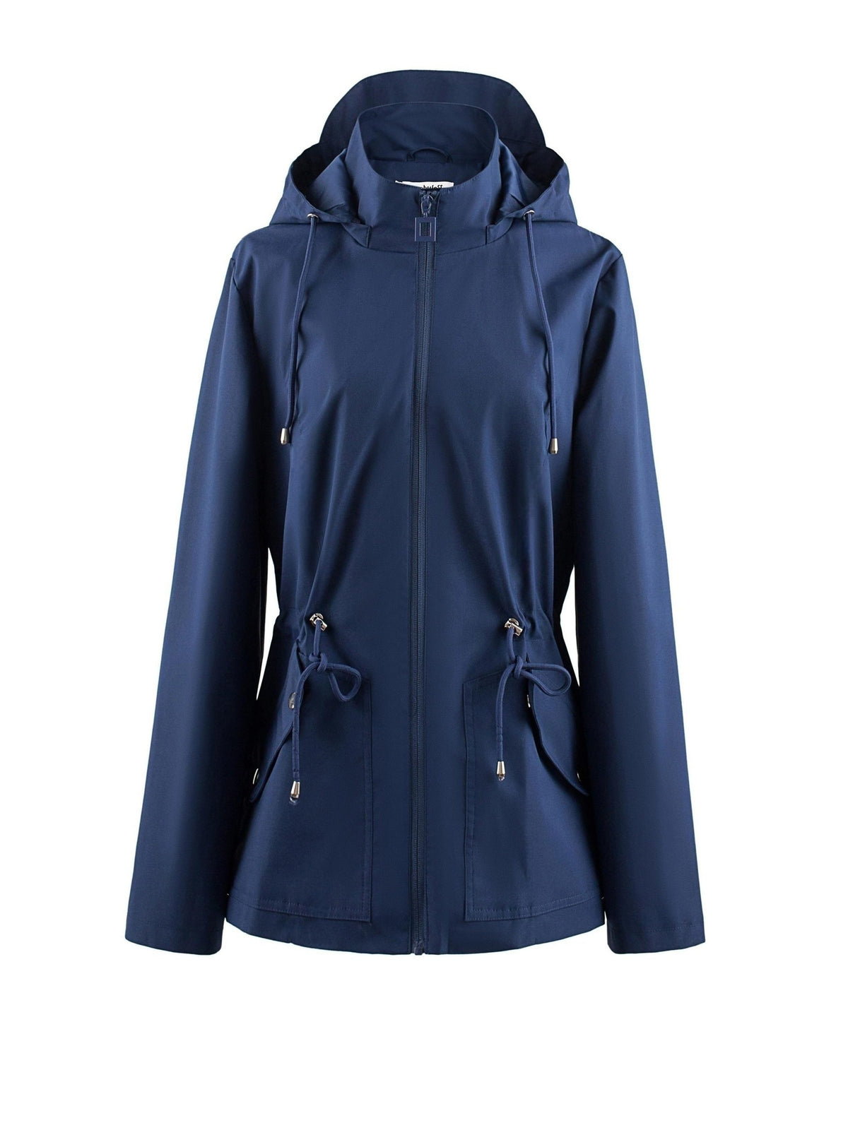 Hooded Zip-Up Raincoat for Women - Dunkelblau