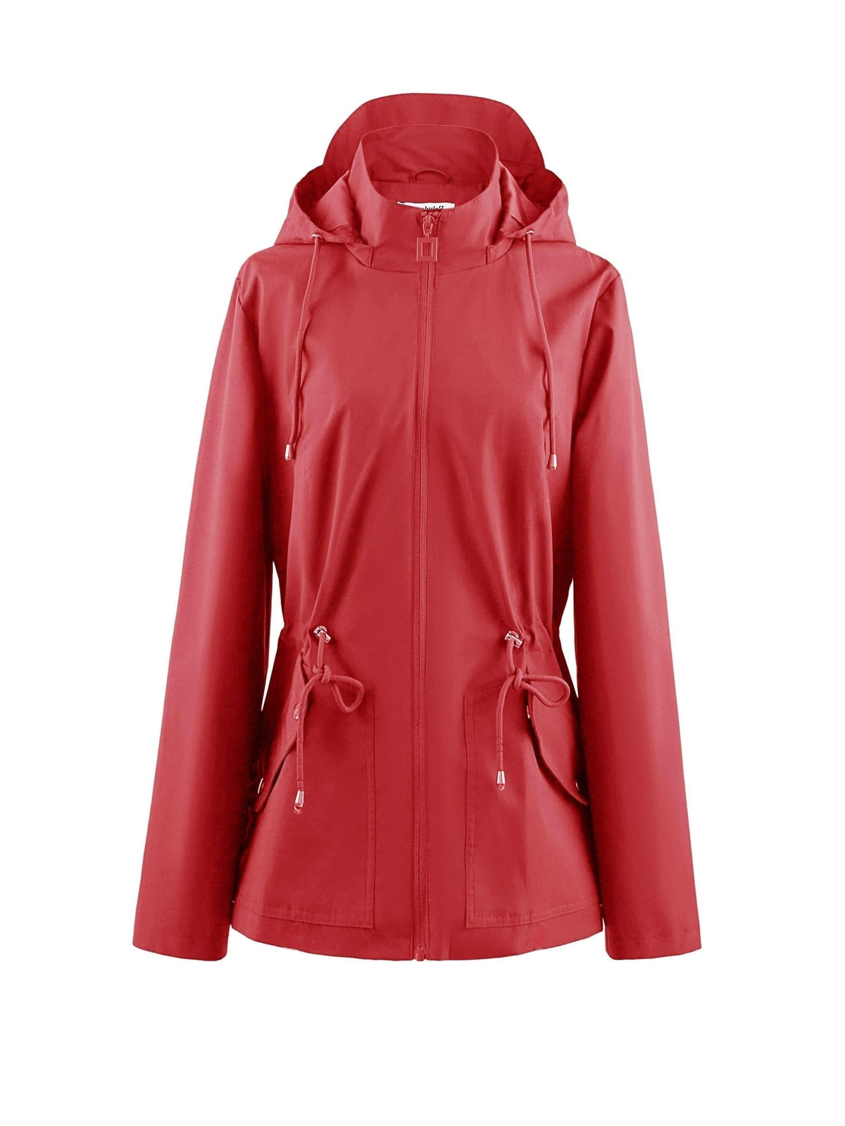Hooded Zip-Up Raincoat for Women - Rot