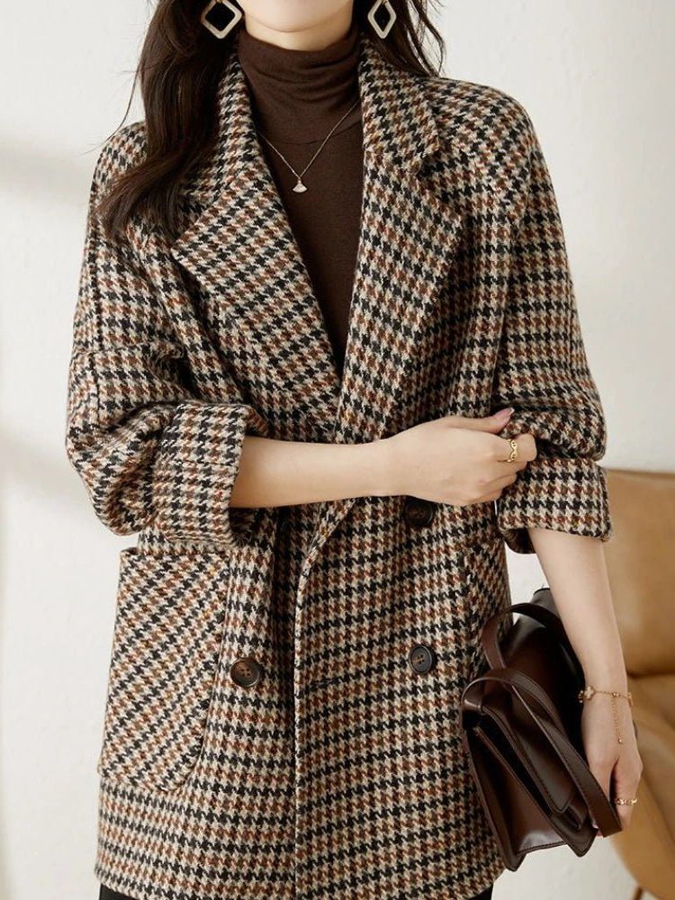 Houndstooth Oversized Blazer for Women