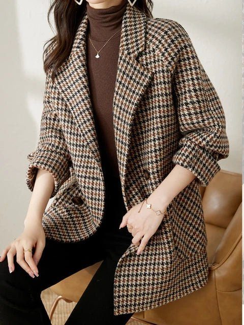 Houndstooth Oversized Blazer for Women