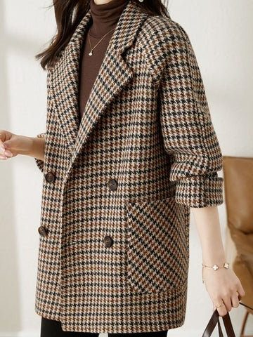 Houndstooth Oversized Blazer for Women - View 3