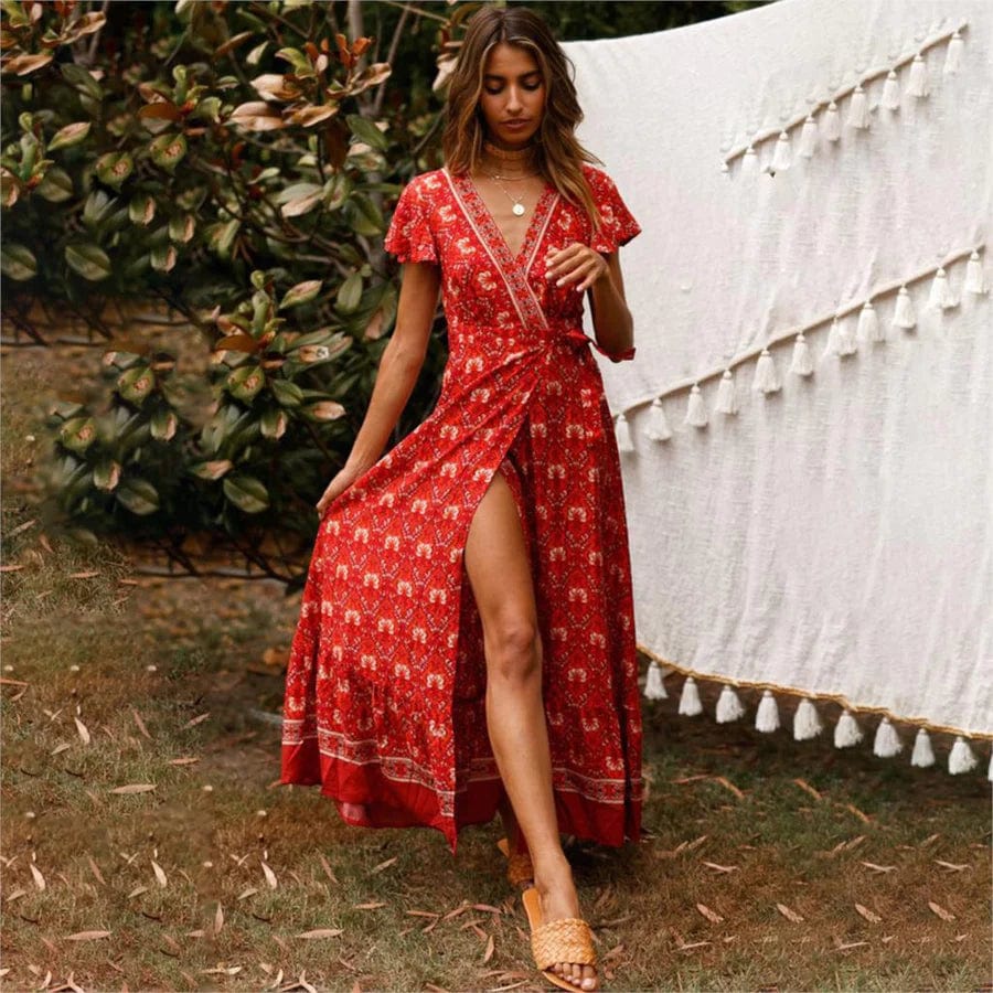 Maxi Ibiza Dress with High Split for Women