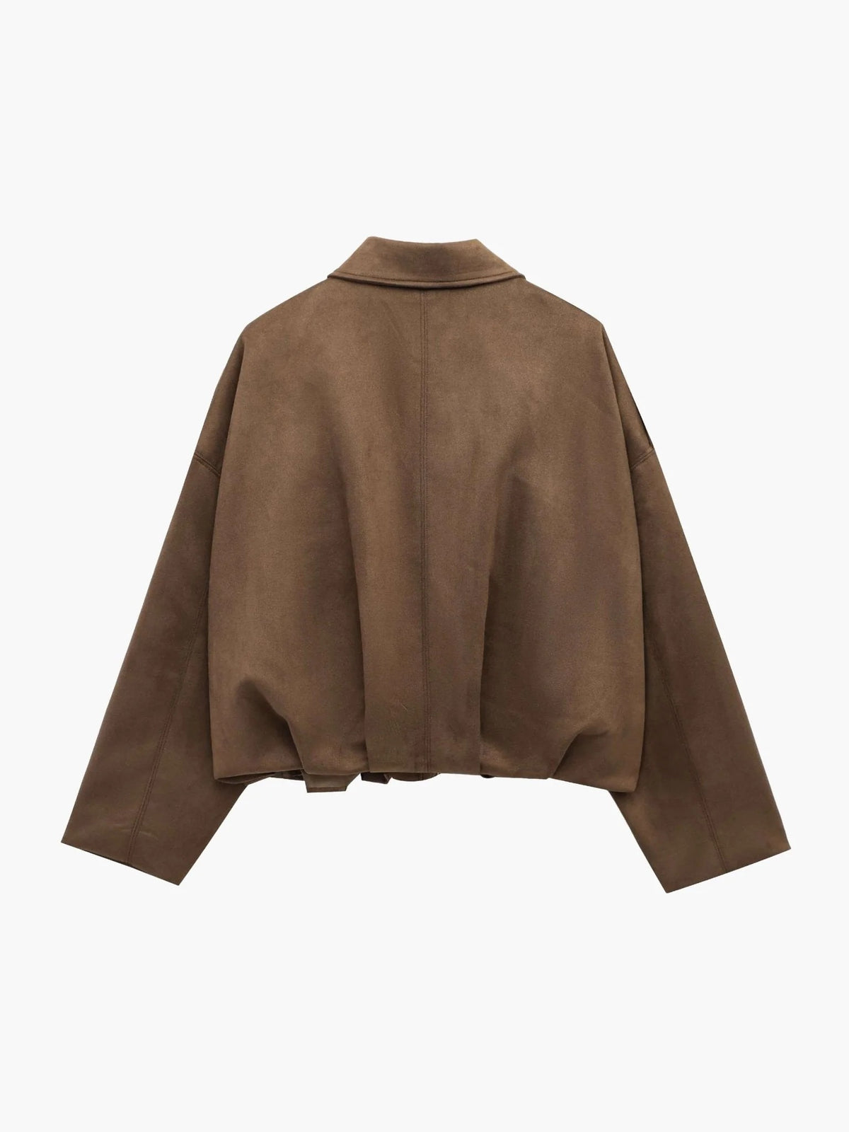 Faux Suede Collared Bomber Jacket for Women