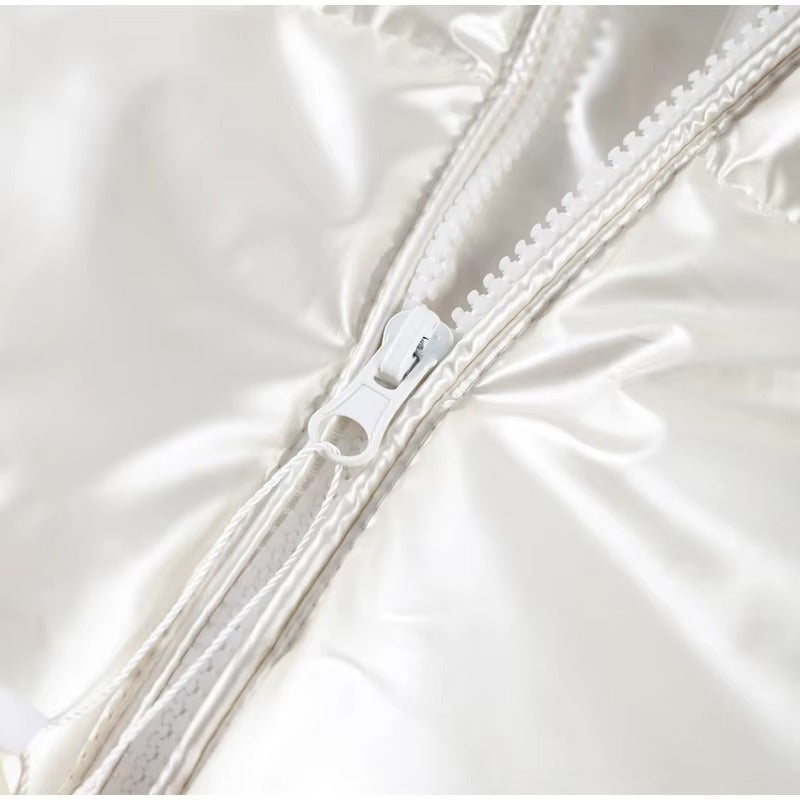 Glossy Oversized Hooded Puffer Jacket for Women