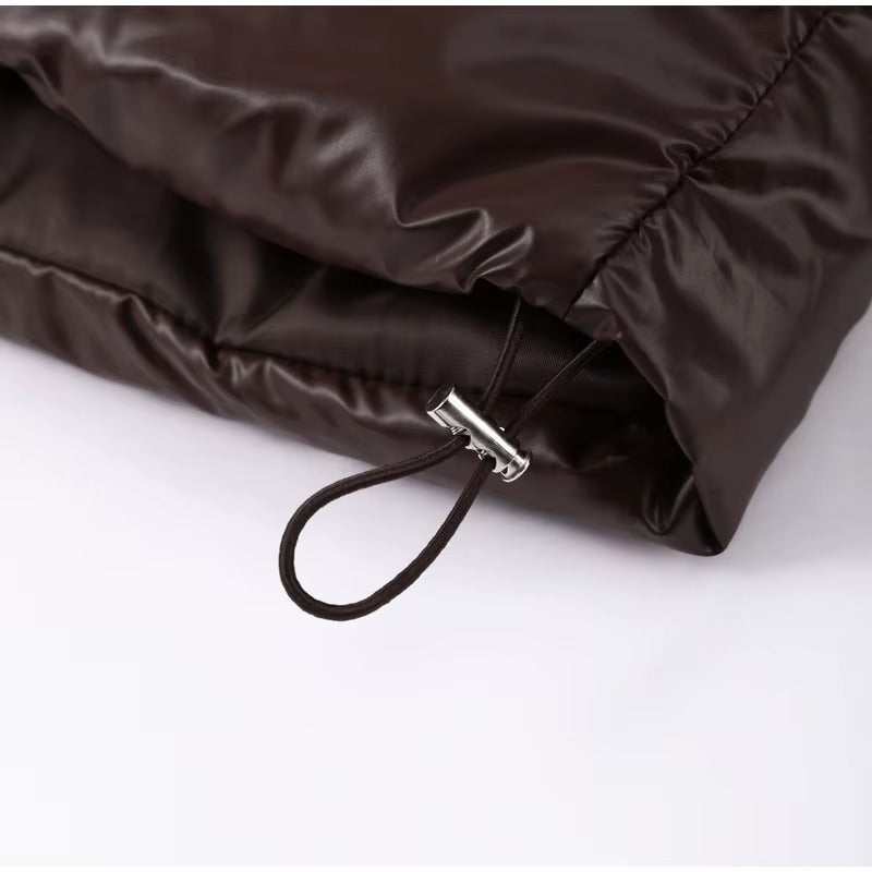 Glossy Oversized Hooded Puffer Jacket for Women