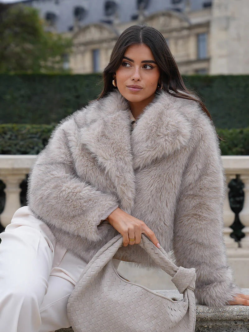 Faux Fur Cropped Winter Coat for Women