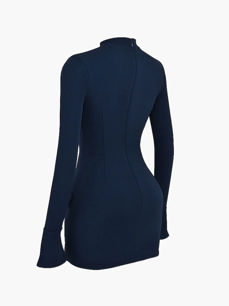 Long Sleeve High Neck Mini Dress for Women