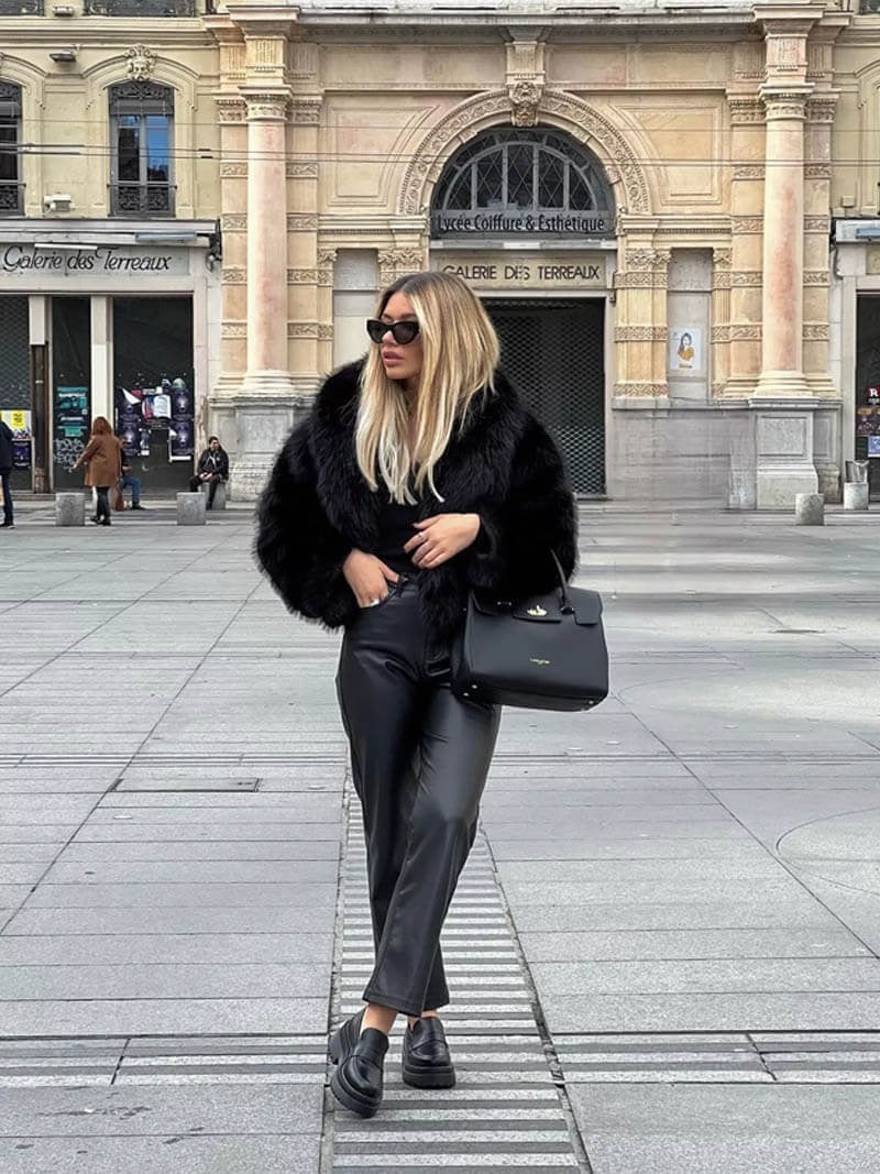 Faux Fur Cropped Winter Coat for Women
