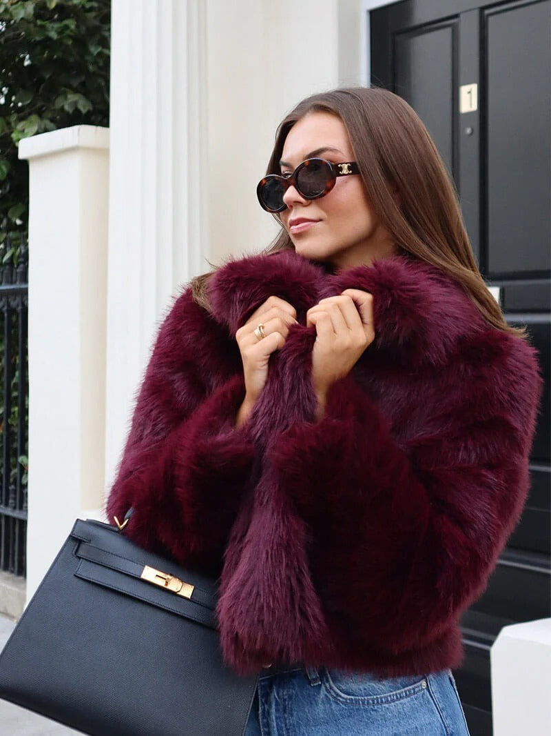 Faux Fur Cropped Winter Coat for Women