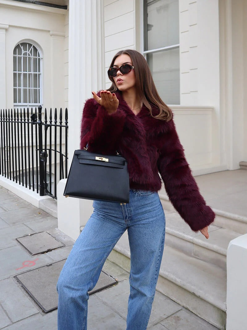 Faux Fur Cropped Winter Coat for Women