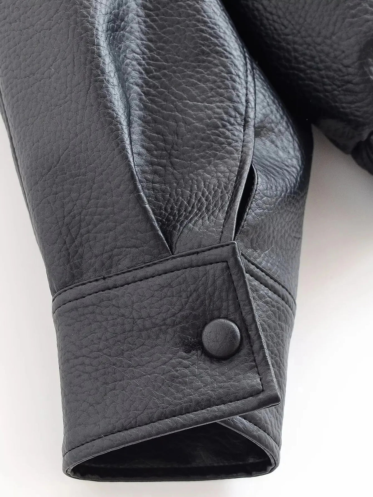 Faux Leather Jacket with High Neck for Women