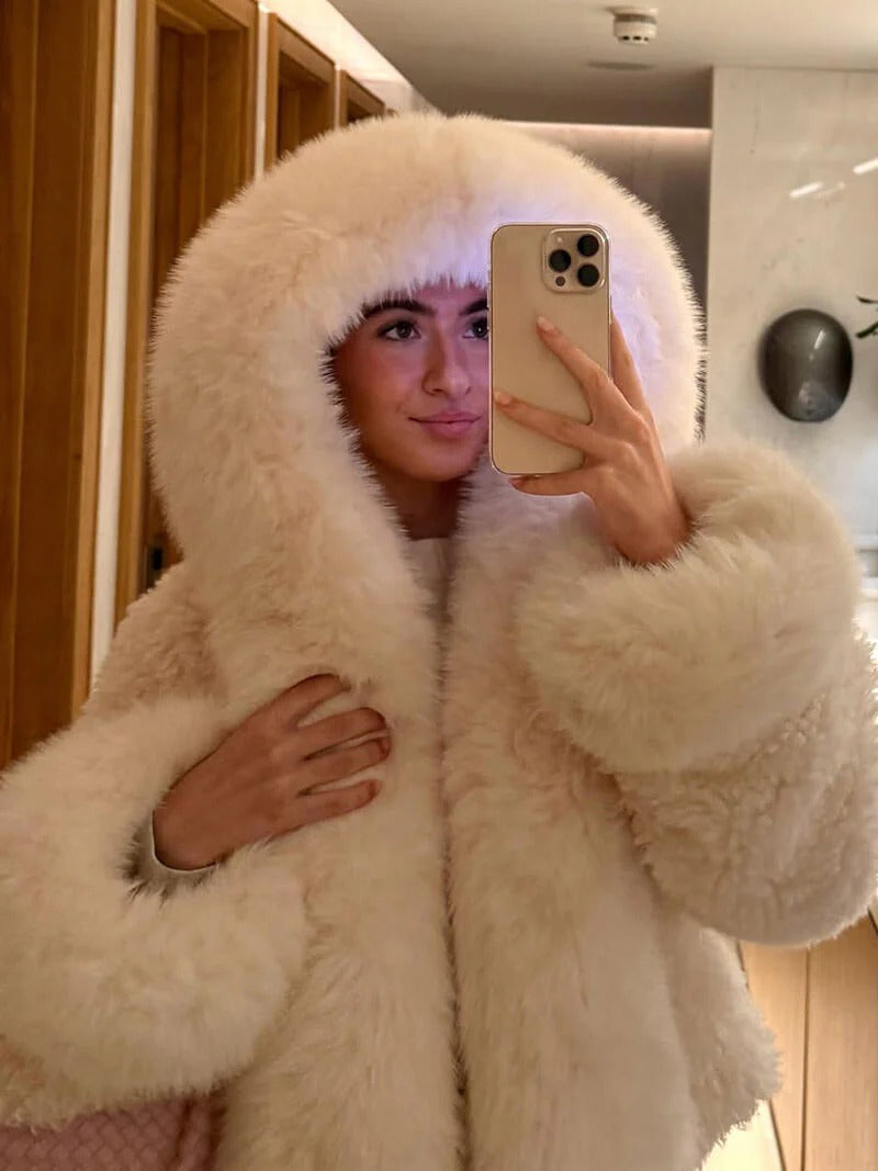 Faux Fur Oversized Hooded Coat for Women