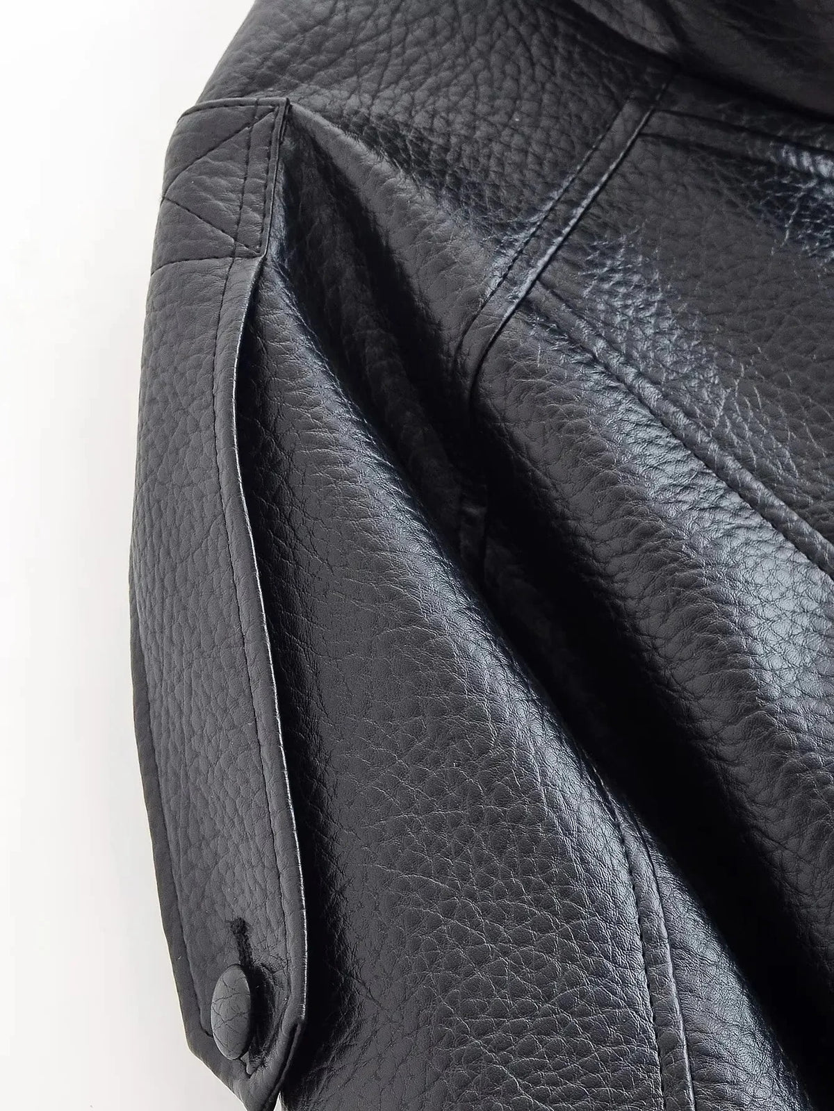 Faux Leather Jacket with High Neck for Women