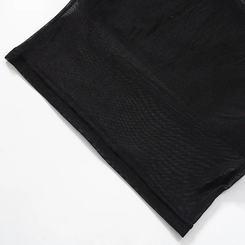 Mesh Panel Strapless Tube Top for Women