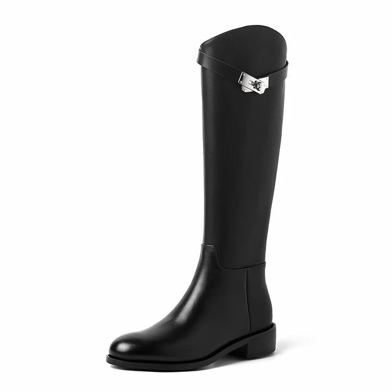 Faux Leather Knee High Boots for Women