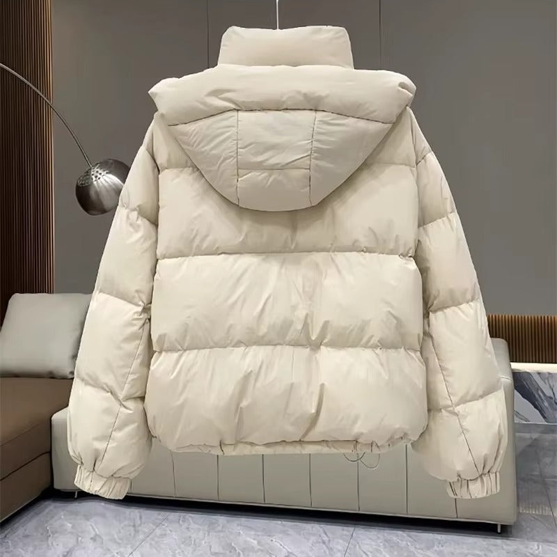 Hooded Puffer Jacket with High Neck for Women