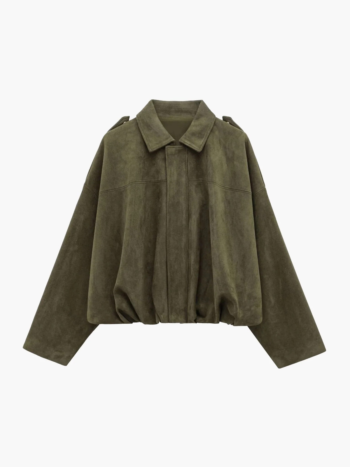 Faux Suede Collared Bomber Jacket for Women