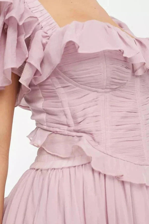 Sweetheart Neckline Ruffle Wedding Guest Midi Dress for Women