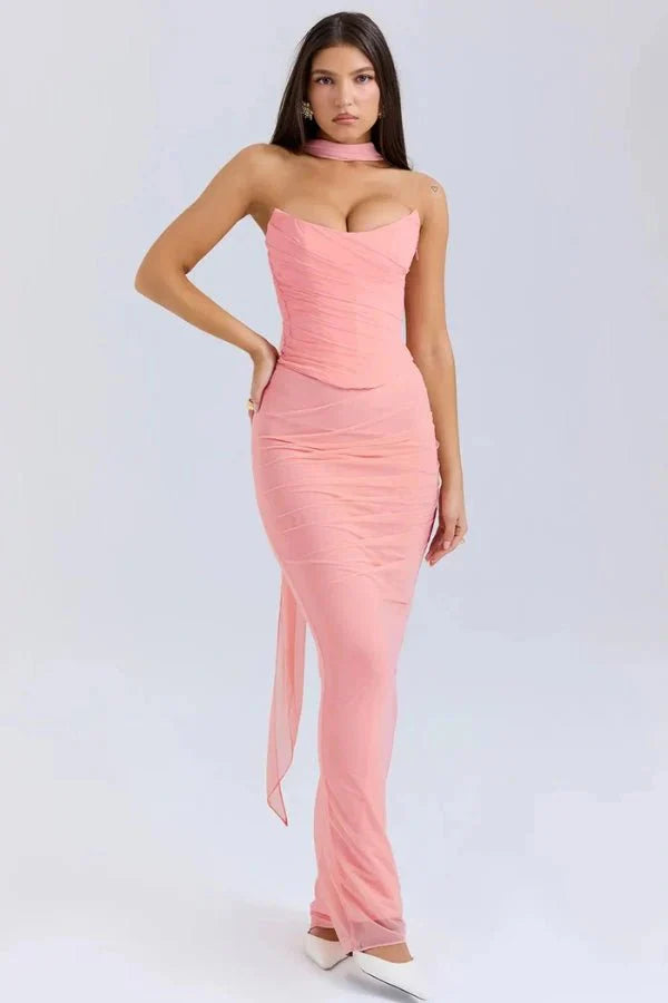 Strapless Wedding Guest Maxi Dress for Women