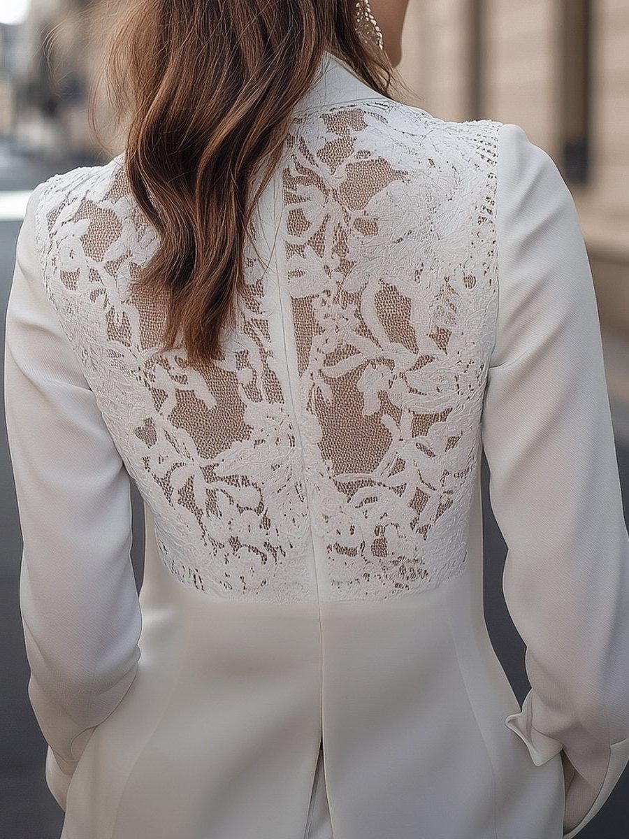 Lace-Backed Structured Blazer for Women