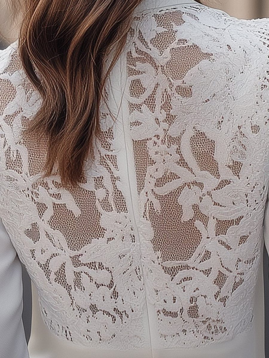 Lace-Backed Structured Blazer for Women - View 3