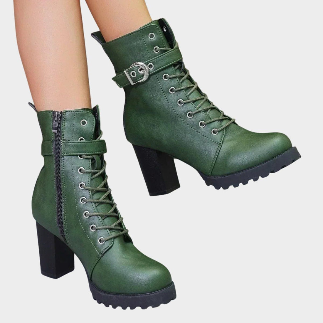 Lace-Up Block Heel Ankle Boots for Women