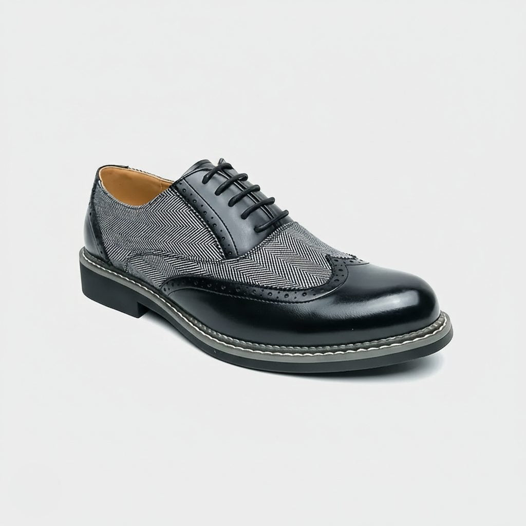 Lace-Up Oxford Brogues for Men - Black