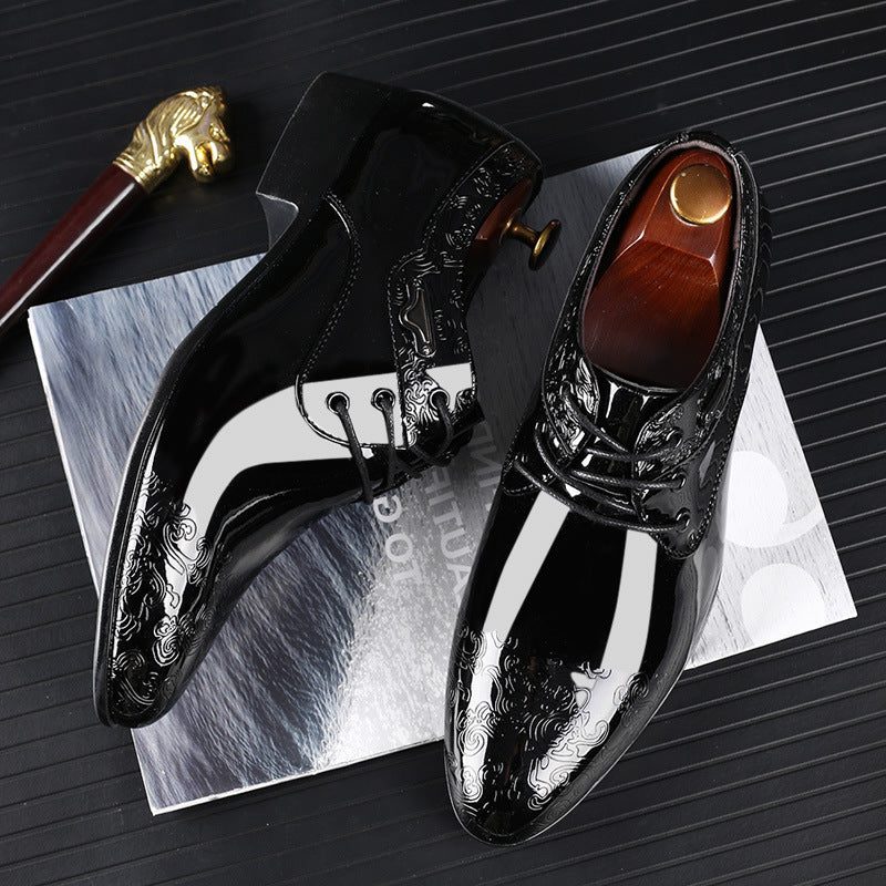 Lace-Up Pointed Toe Oxford Dress Shoes for Men - Black