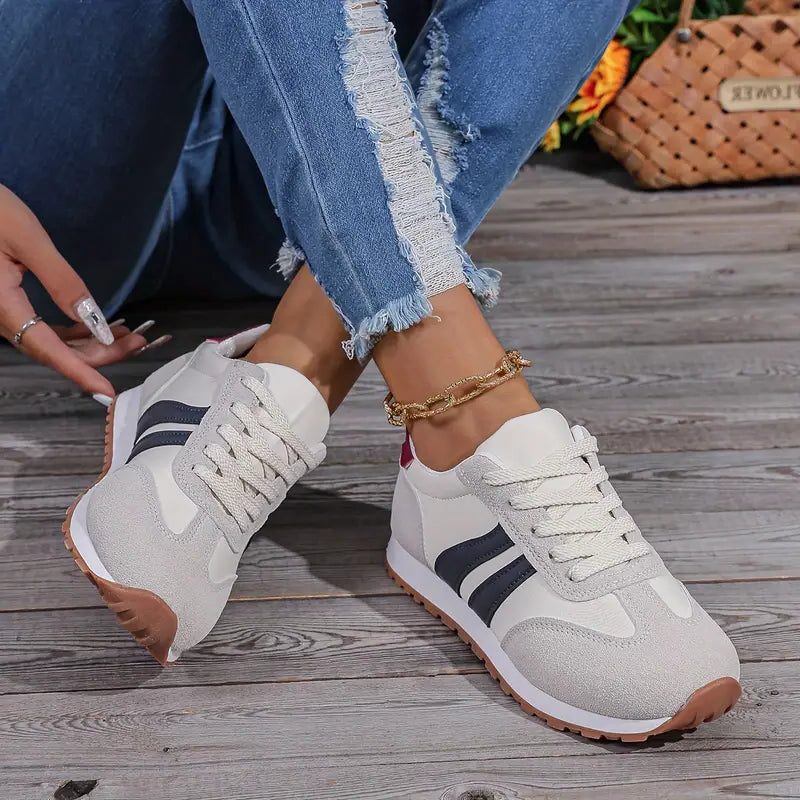 Lace-Up Trainer Sneakers for Women - Navy