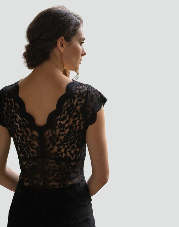 Lace V-Neck Fitted Top for Women - View 5