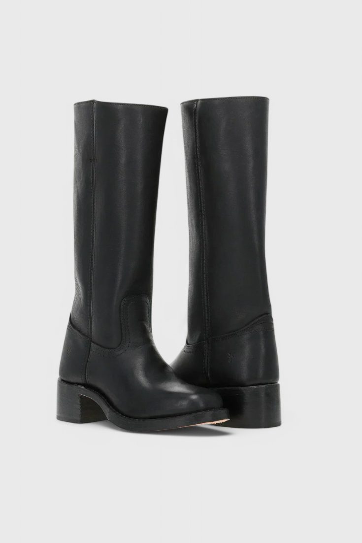 Leather Block Heel Mid-Calf Boots for Women