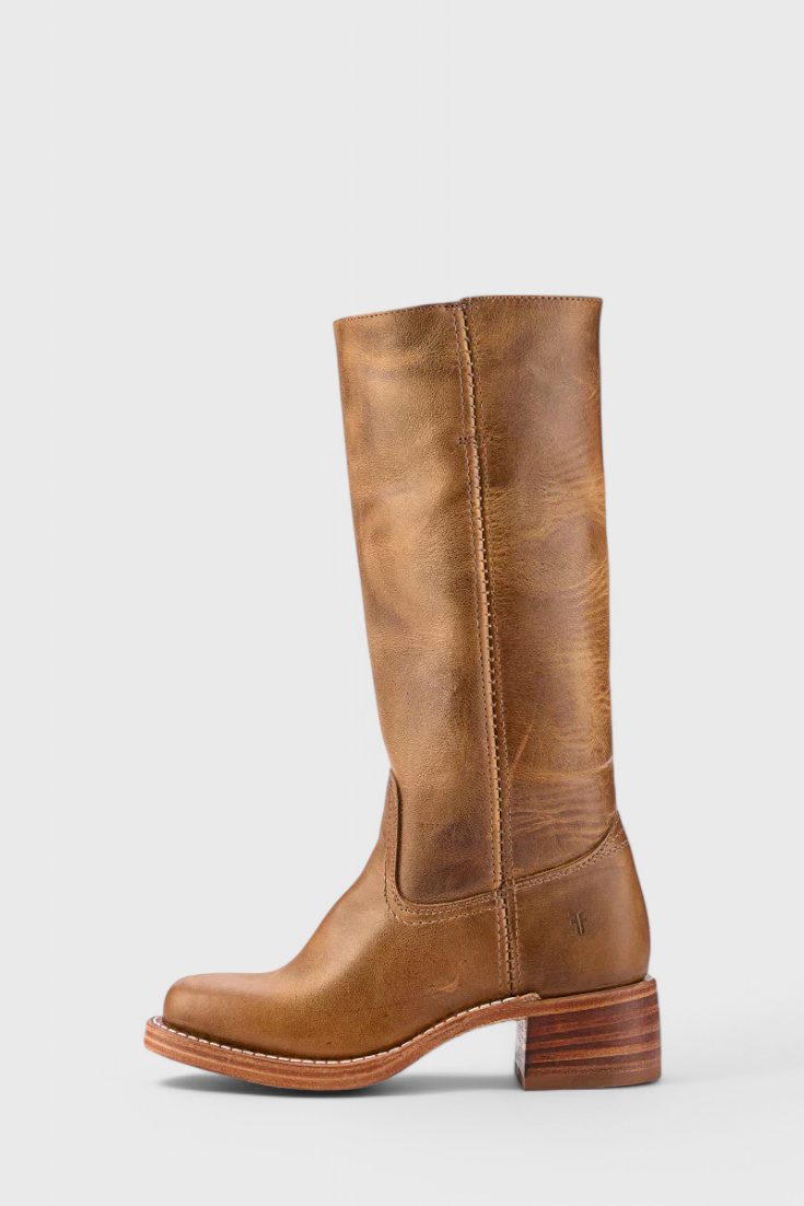 Leather Block Heel Mid-Calf Boots for Women - View 11
