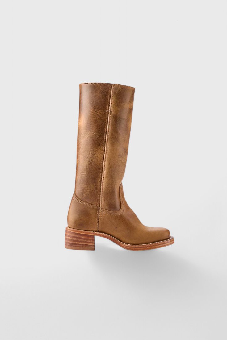 Leather Block Heel Mid-Calf Boots for Women - View 12