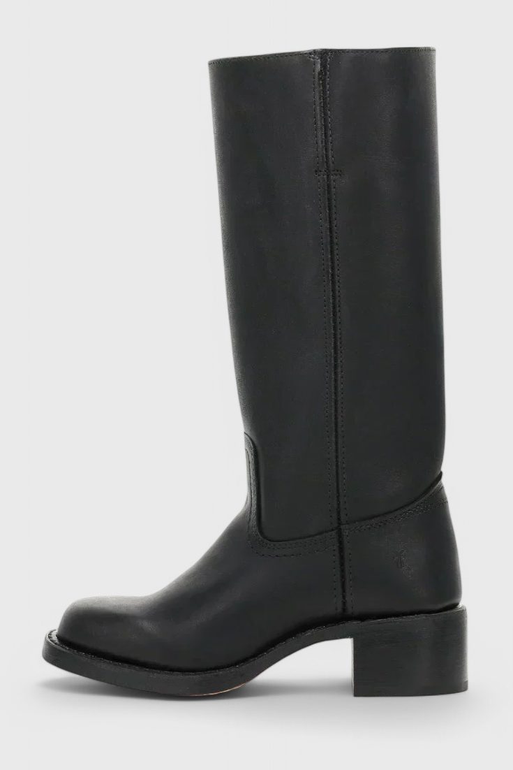 Leather Block Heel Mid-Calf Boots for Women - View 2