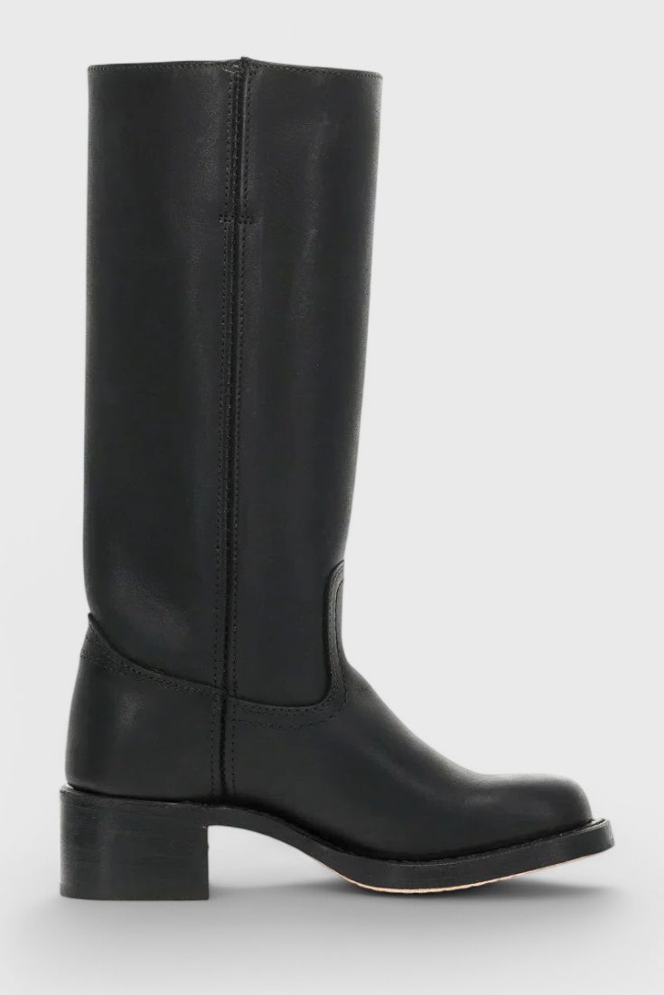 Leather Block Heel Mid-Calf Boots for Women - View 3