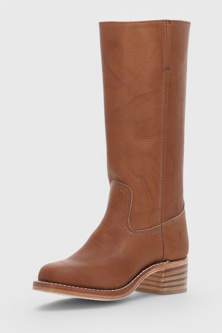 Leather Block Heel Mid-Calf Boots for Women - View 5