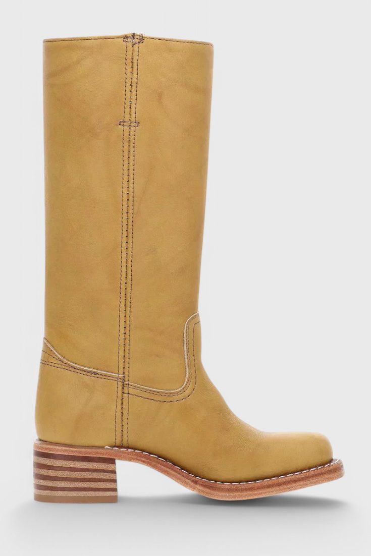 Leather Block Heel Mid-Calf Boots for Women - View 8
