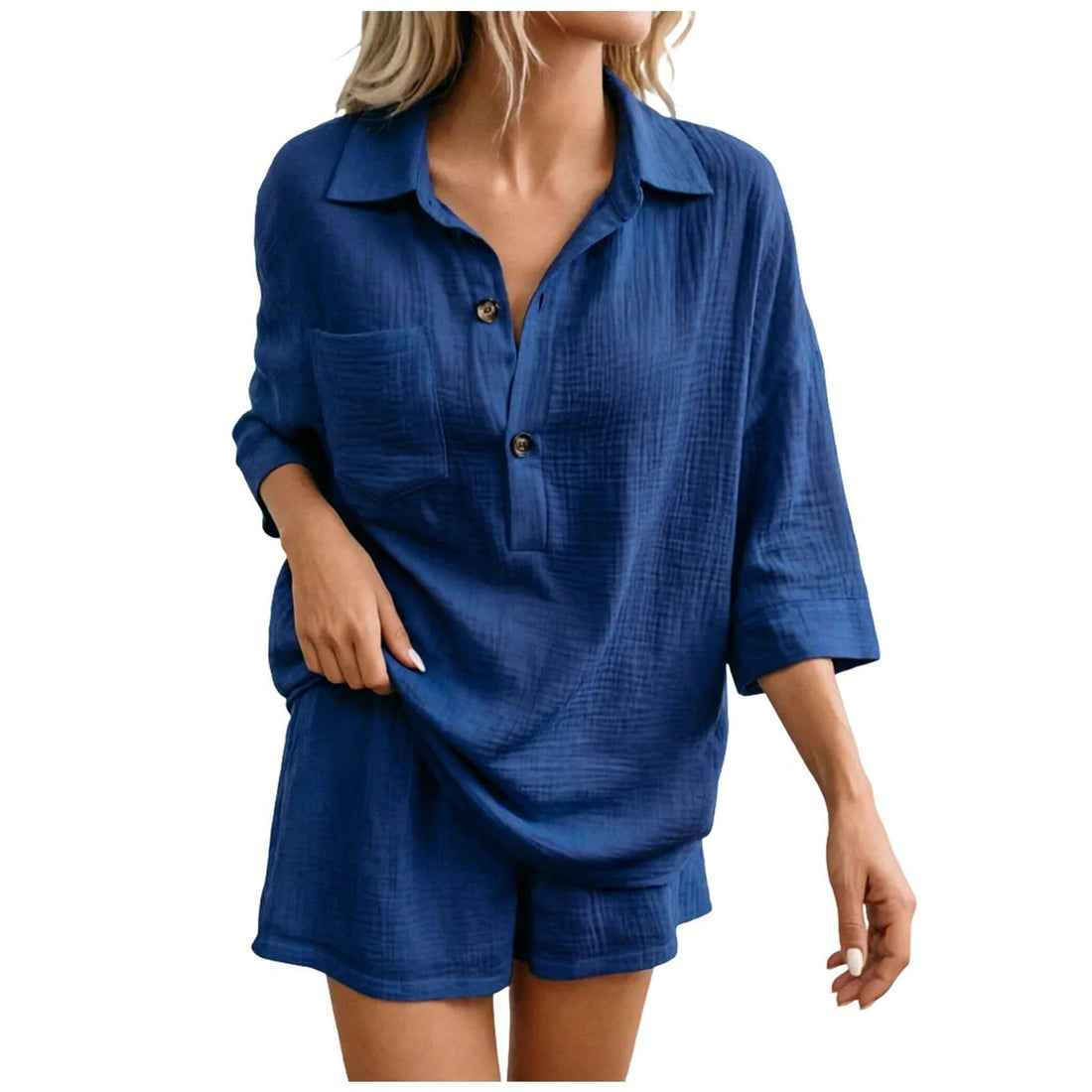 Linen Shirt Shorts Set for Women